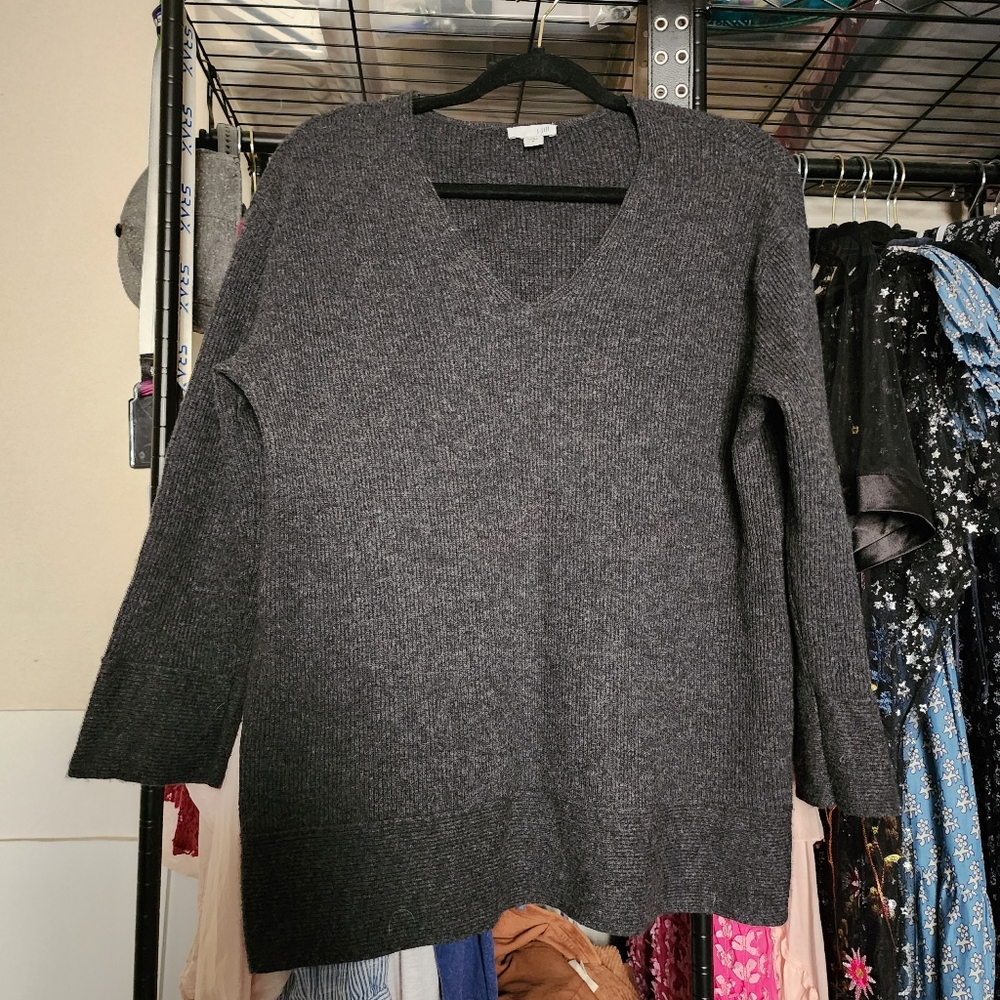Gray V-Neck Women's Sweater